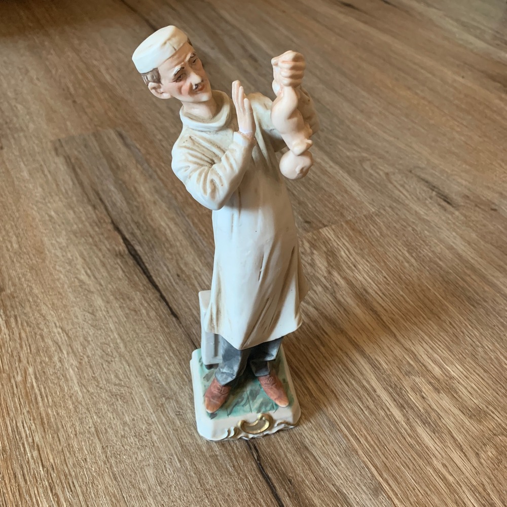 Vintage Arnart Porcelain Obstetrician Holding Baby Figurine